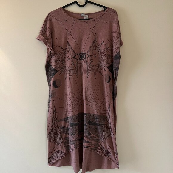 Whimsigoth Dusty Pink Mini T shirt Dress Size XS - Picture 1 of 5